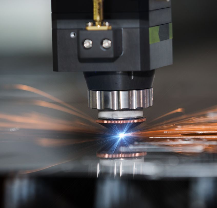 A close-up of a metal laser